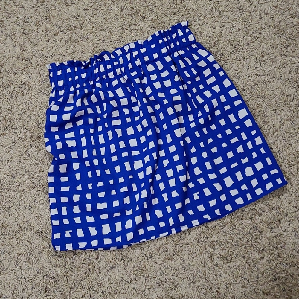 Blue gingham pull on skirt